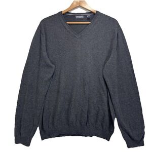 Van Heusen Flex Pullover Sweater‎ V Neck Long Sleeve Cotton Gray  Mens Size XL